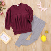 Toddler Girls Clothes Winter Warm Long Sleeve Tops+Long Pants Set